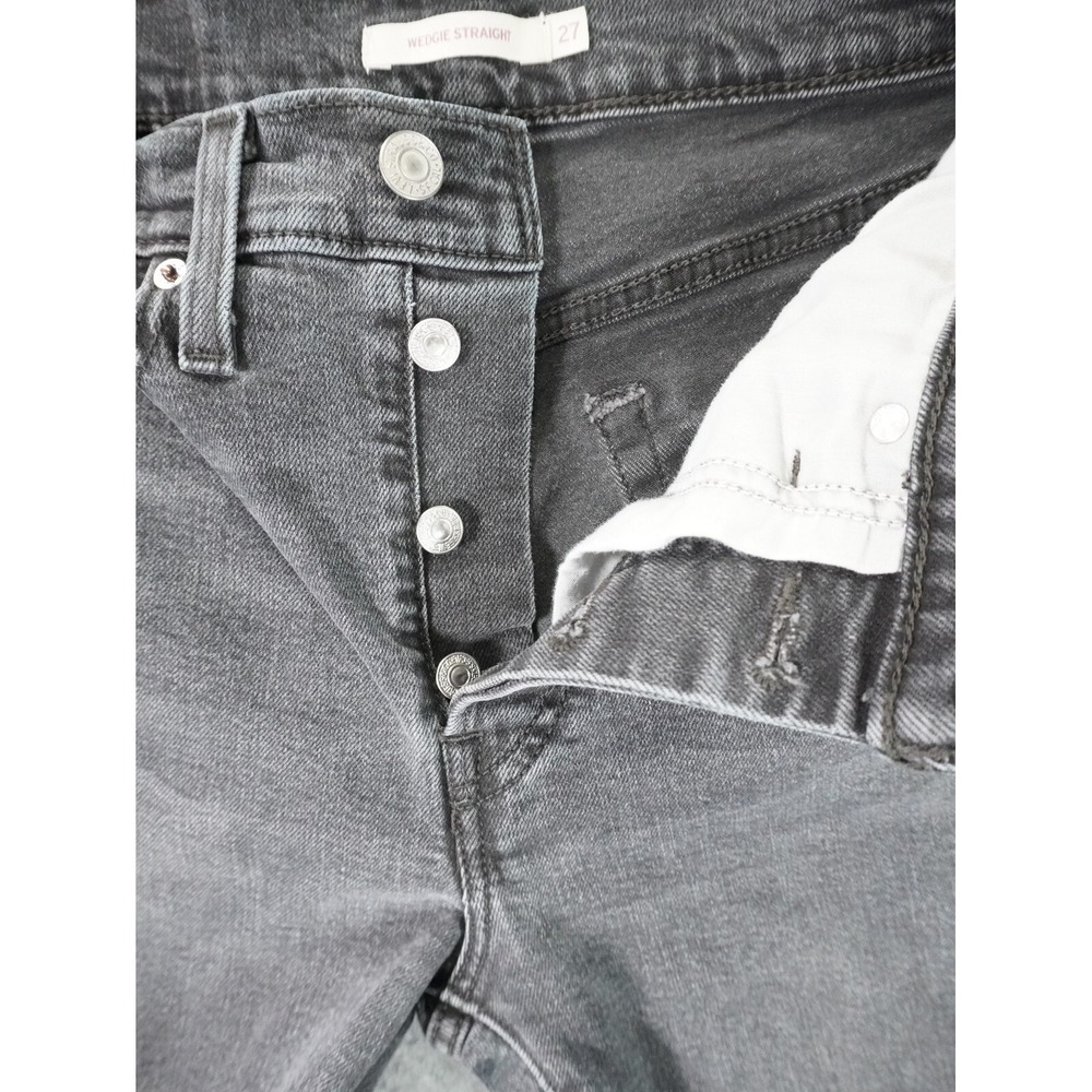 Levis Jeans Womens 27 Fits 25x24.5 Wedgie‎ Straight Denim Stretch Mid Rise Black - Picture 4 of 13